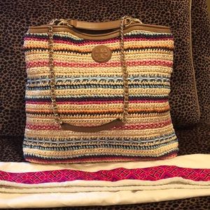 Tory Burch colorful straw handbag